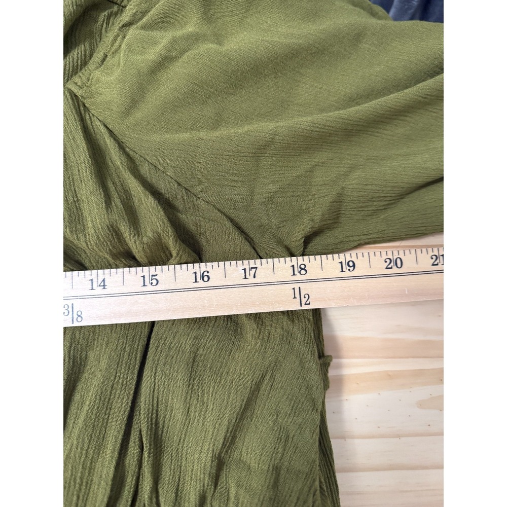 Eloquii Tiered Ruffle Maxi Dress 14 Balloon Sleeve Green Boho Whimsical Cottage - Picture 12 of 13